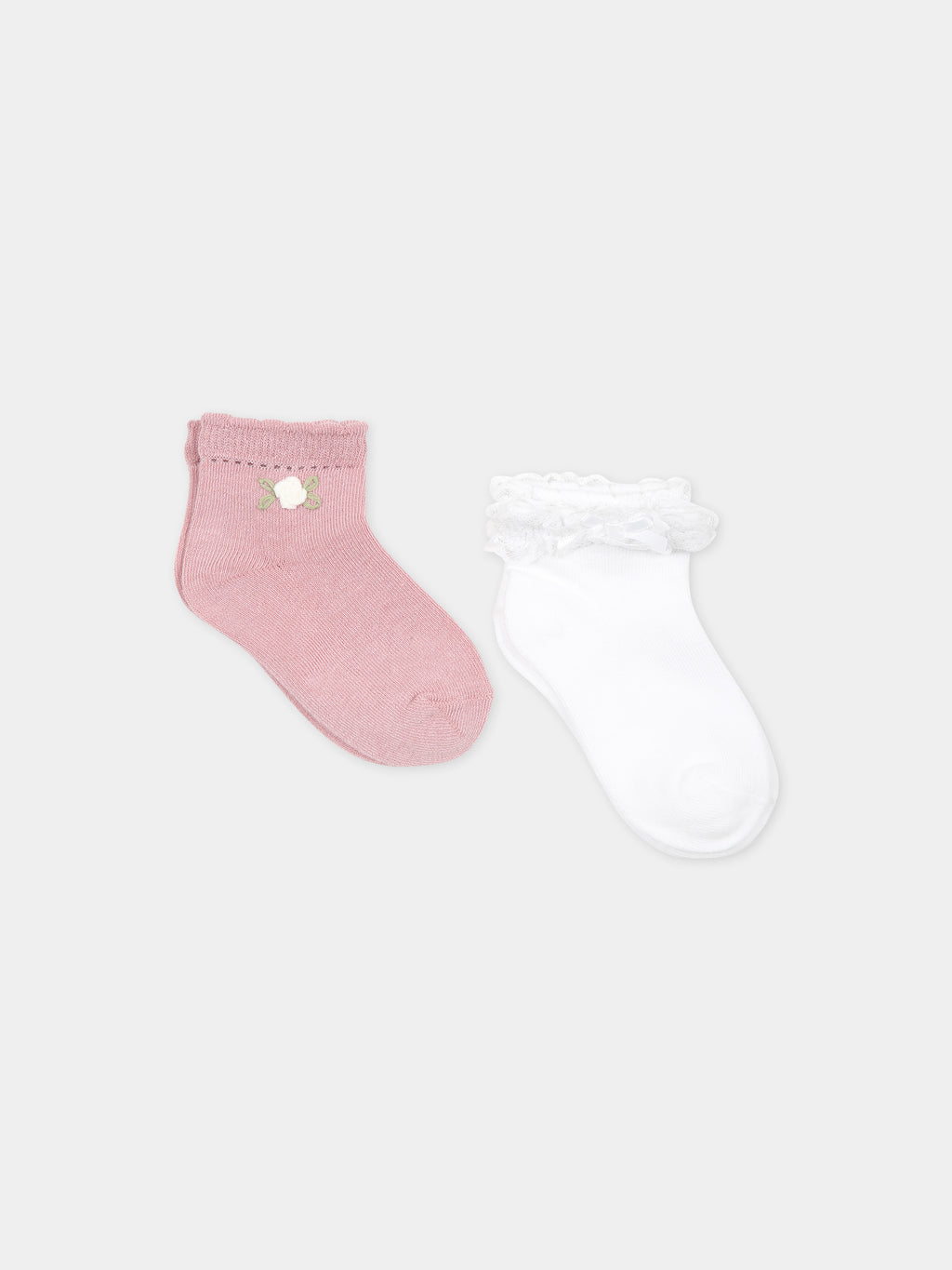 Pink socks set for baby girl with bow